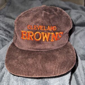 Vintage NFL Cleveland Browns Made in USA Corduroy Snap Back Hat Cap AJD American